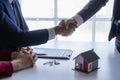 Successful handshake and agreement Real estate agent and client celebrating contracts completed Royalty Free Stock Photo