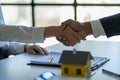 Successful handshake and agreement Real estate agent and client celebrating contracts completed Royalty Free Stock Photo