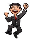 Successful happy businessman jumping