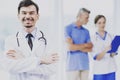 Successful Happy Professional Doctor in Clinic. Royalty Free Stock Photo