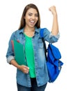 Successful hispanic female student with backpack