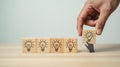 Successful Idea & Solution Selection - Hand Placing Lightbulb Checkmark Block Royalty Free Stock Photo