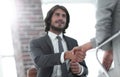 Successful job interview with boss and employee handshaking Royalty Free Stock Photo