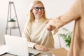 Successful Job Interview. Female Boss And Employee Handshaking Royalty Free Stock Photo