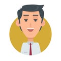 Successful Man Avatar Button. Happy Male Emotion
