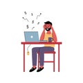 Successful man freelancer works at home. Vector illustration