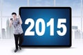 Successful man get a good news with numbers 2015