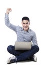 Successful online man with laptop