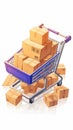 Successful online shopping process paper boxes in trolley concept Royalty Free Stock Photo