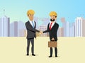 Partners Handshaking on Construction Site Vector Royalty Free Stock Photo