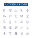 Successful people line icons signs set. Design collection of achievers, winners, magnates, go getters, titans