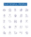 Successful people line icons signs set. Design collection of achievers, winners, magnates, go getters, titans