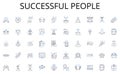 Successful people line icons collection. Automation, Smart, Connected, Efficient, Control, Secure, Comfort vector and