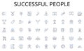 Successful people line icons collection. PropTech, Disruption, Automation, Innovation, Sustainability, Blockchain