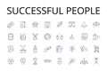 Successful people line icons collection. Wealthy individuals, Accomplished pros, Triumphant winners, Positive thinkers