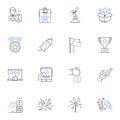 Successful and portfolio line icons collection. Accomplished, Winning, Impressive, Flourishing, Shining, Triumphant