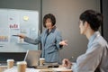 A professional senior Asian female boss is leading the meeting and briefing a new project Royalty Free Stock Photo