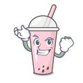Successful raspberry bubble tea character cartoon