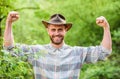 Successful sexy farmer. muscular ranch man in cowboy hat care plants. farming and agriculture. Gardening ranch. Eco farm