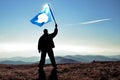 Successful silhouette man winner waving Antarctica flag Royalty Free Stock Photo