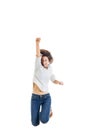 Successful smiling teenage girl or woman happy for her success Royalty Free Stock Photo