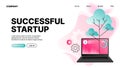 Successful Startup Horizontal Banner. Website Landing Page Template