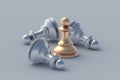 Successful strategy. Golden and silver chess figures. Innovative development