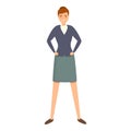Successful strong business woman icon, cartoon style