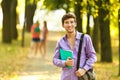 Successful student with books in the Park Royalty Free Stock Photo