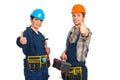 Successful team of constructor workers