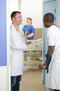 Successful team medical doctors standing in hospital Royalty Free Stock Photo