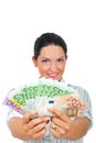 Successful woman giving money Royalty Free Stock Photo