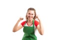 Successful woman supermarket employee or storekeeper Royalty Free Stock Photo