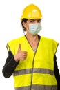 Successful worker with protective mask