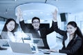Successful workers and virtual chart Royalty Free Stock Photo