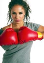 Successful young brunette female boxer Royalty Free Stock Photo