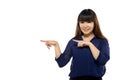 Successful young business asian woman pointing somewhere Royalty Free Stock Photo