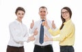 Successful young business people showing thumbs up sign Royalty Free Stock Photo