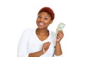 Successful young business woman holding money dollar bills Royalty Free Stock Photo
