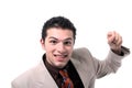 Successful young businessman cheering Royalty Free Stock Photo