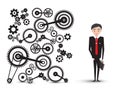 Successful Young Businessman in Suit with Cogs