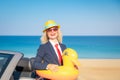 Successful young businesswoman on a beach Royalty Free Stock Photo