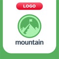 Successfull mission logo business concept. flag on mountain peak. Vector illustration flat design. Isolated on white background. G