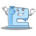 Successfull sewing machine emoticon character