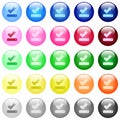 Successfully saved icons in color glossy buttons Royalty Free Stock Photo