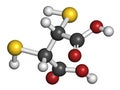 Succimer (dimercaptosuccinic acid, DMSA) lead poisoning drug molecule. Antidote used in heavy metal poisoning; acts by forming Royalty Free Stock Photo