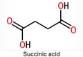 Succinic acid, butanedioic acid, C4H6O4 molecule. It is food additive E363.The anion, succinate, is component of citric acid or