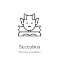 succubus icon vector from fantastic characters collection. Thin line succubus outline icon vector illustration. Outline, thin line