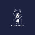 Succubus logo design, demon girl with horns