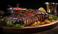 Succulent Barbecued Ribs Glazed with a Tangy Sauce on a Platter Garnished with Fresh Herbs Ready for Dining